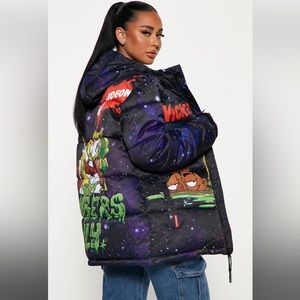 Nickelodeon Slime Puffer Jacket - Black/combo